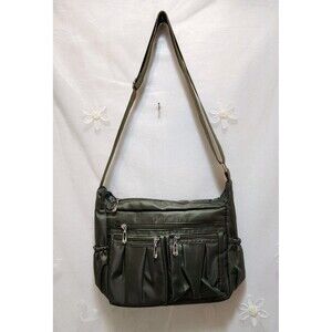 Laidans Womens Green Nylon Shoulder Messenger Bag Waterproof Travel Lightweight